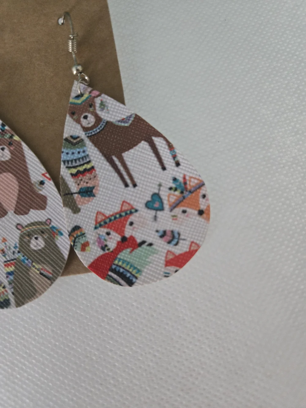 4/$15 Boho Teardrop Floral Fox Print Earrings Cottagecore Whimsy Fairy Forest